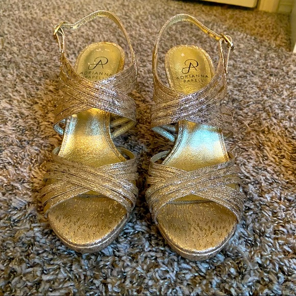 Adrianna Papell Shoes - Adrianna Papell Gold Heels Size 7.5